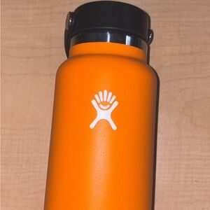 Hydro Flask Bright Orange Bottle with Black Lid